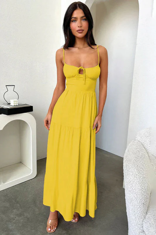 Backless Cami A-Line Dress with Waist Tie Party Dress - Image 4
