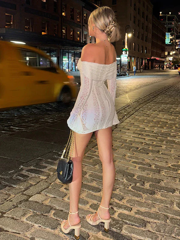 Lace Off-Shoulder Sexy Bodycon Mini Party Dress - Image 8