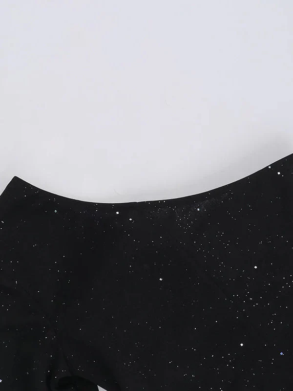 Gathered Sparkling One-Shoulder Long Sleeve Bodycon Party Dress - Image 10