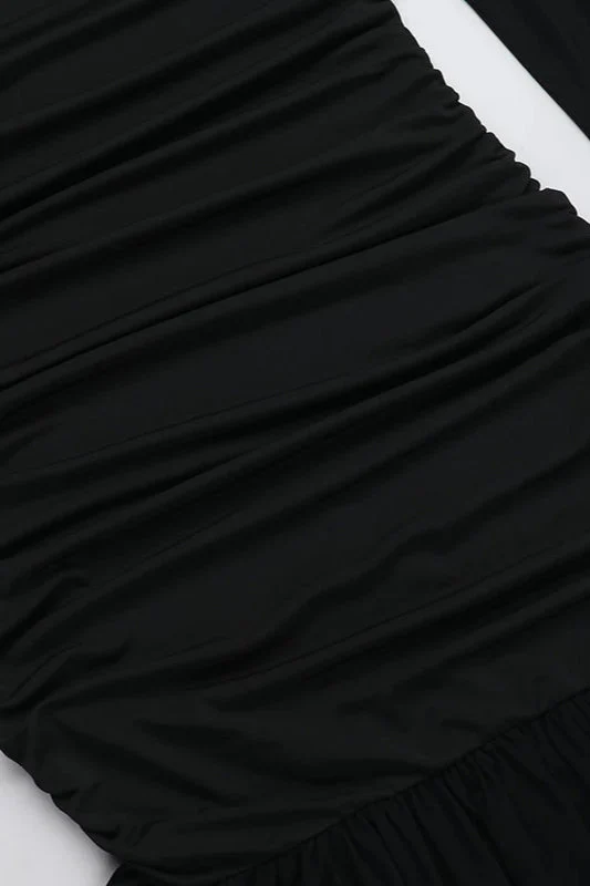 Fall New Slim-Fit Pleated Off-Shoulder  Party Dress - Image 3