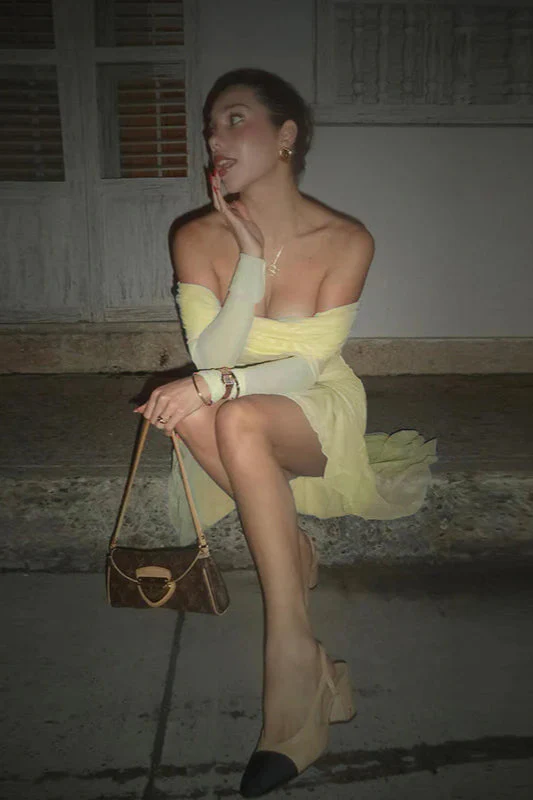 Fall New Slim-Fit Pleated Off-Shoulder  Party Dress - Image 9