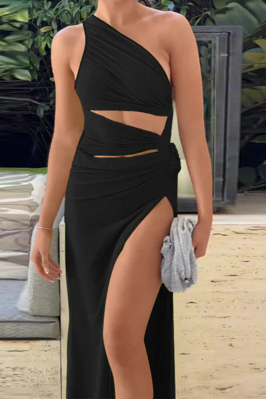 Elegant Sexy Asymmetrical Shoulder Party Dress - Image 9