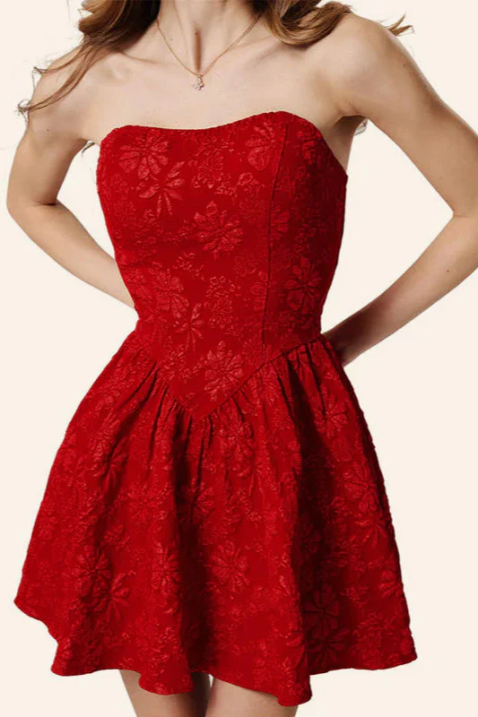 Sexy Off-Shoulder Cinched Waist Floral Puff  Party Dress - Image 3