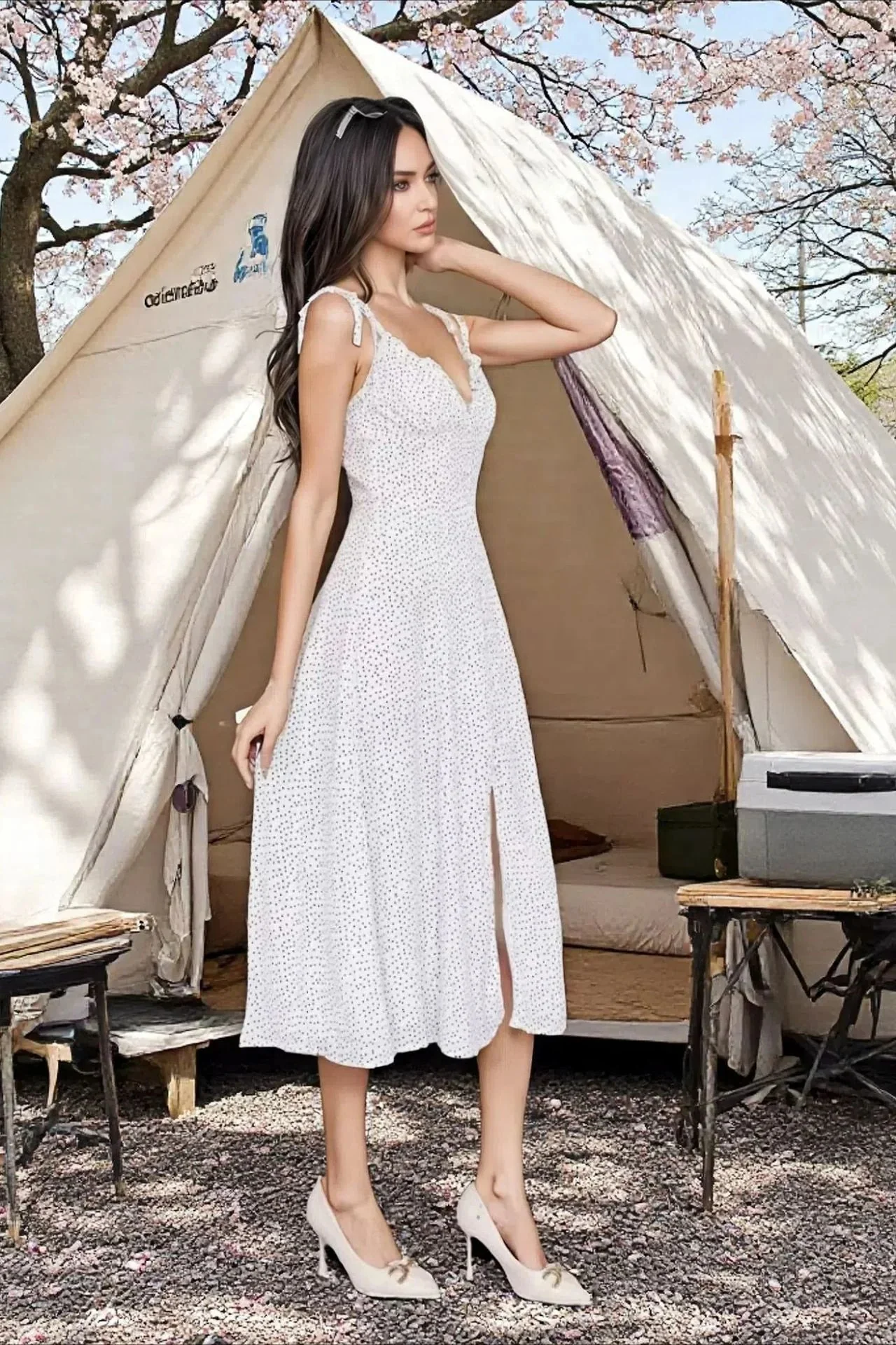 Sexy Backless Fashion Polka Dot Halter Party Dress - Image 2