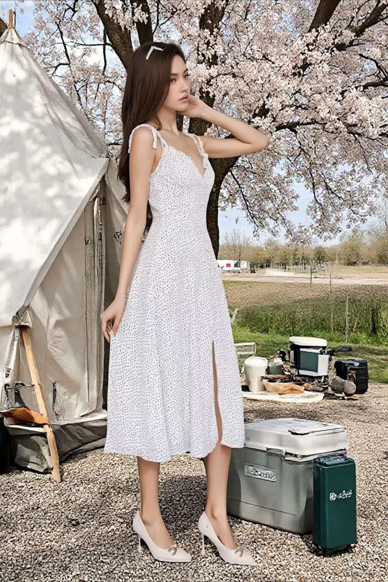 Sexy Backless Fashion Polka Dot Halter Party Dress - Image 4