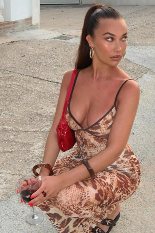 Floral Print Sleeveless Bodycon Maxi Dress - Image 4