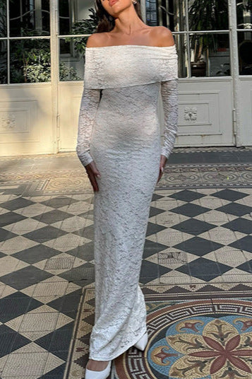 Lace Off-Shoulder Bodycon Maxi Dress - Image 4