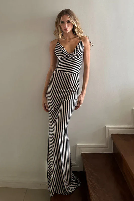 Strappy Open Back Striped Maxi Dress - Image 2