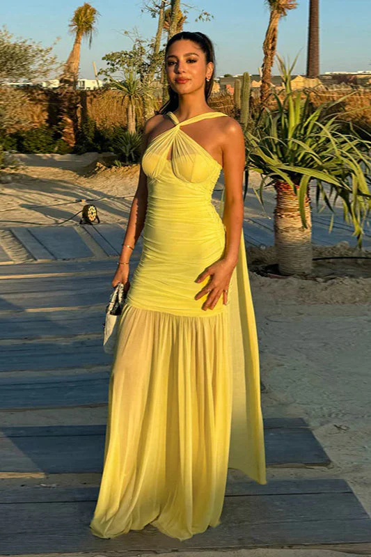 Mesh Tie Strappy Bodycon Maxi Dress - Image 4
