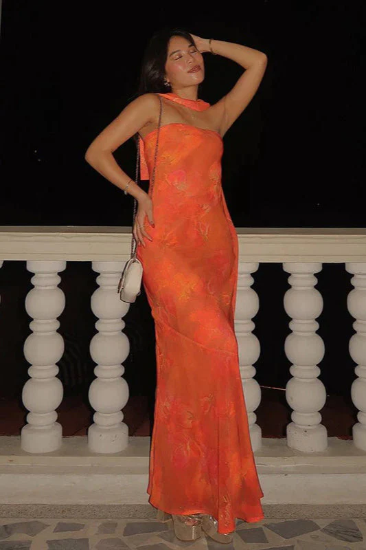 Strapless Mesh Floral Tie Detail Maxi Dress - Image 4