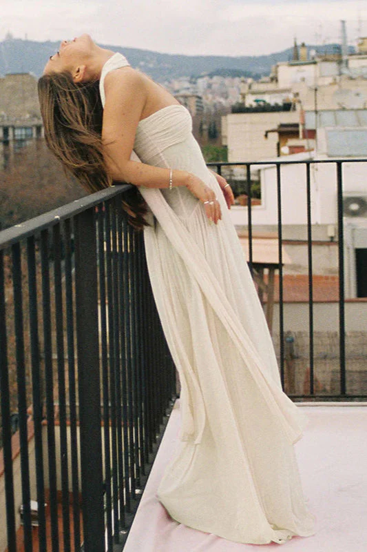 Strapless Flowy Ribbon Slim Waist Maxi Dress - Image 3