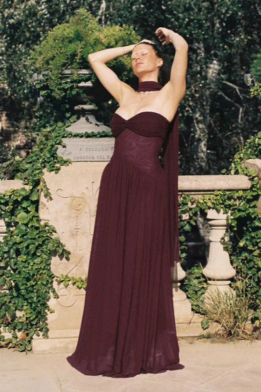 Strapless Flowy Ribbon Slim Waist Maxi Dress - Image 6