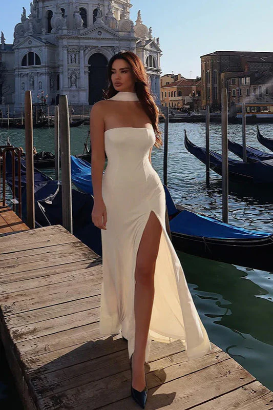 Strapless Bodycon Split Maxi Dress - Image 2
