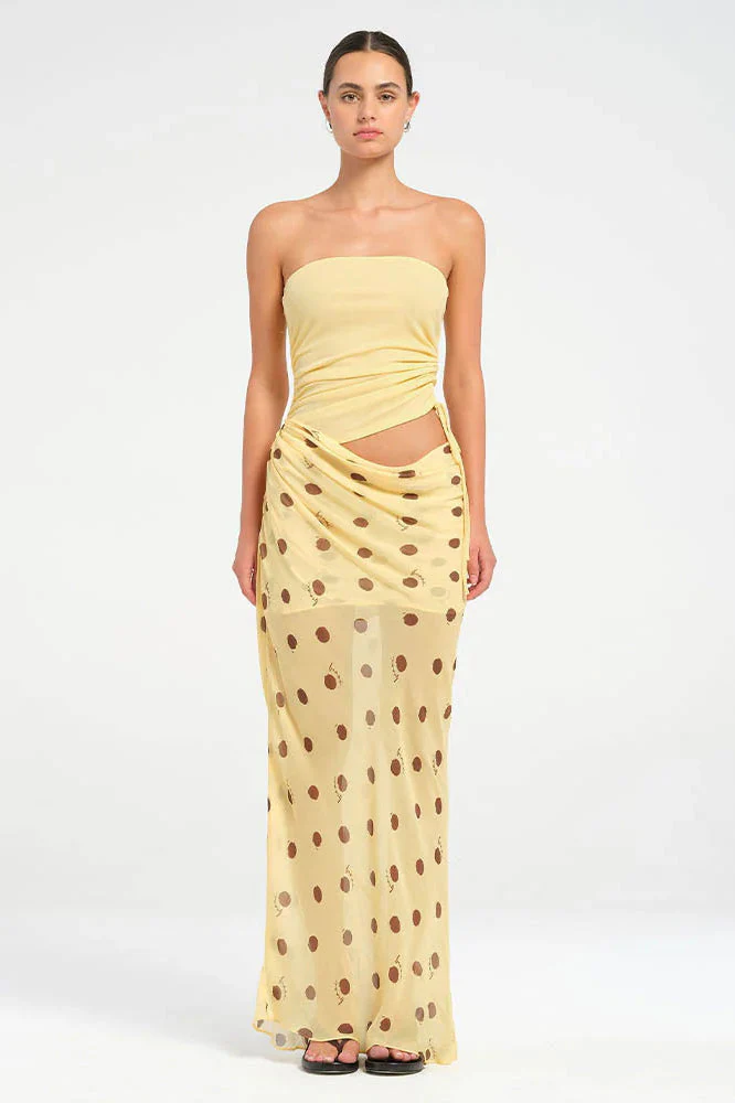 Strapless Polka Dot Patchwork Slim Fit Maxi Dress - Image 4