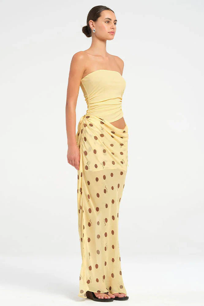 Strapless Polka Dot Patchwork Slim Fit Maxi Dress - Image 5