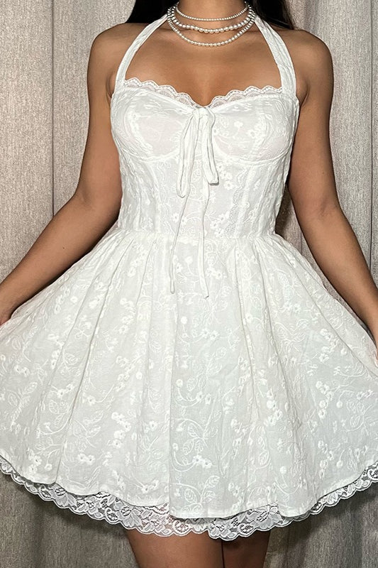 Fitted Lace Halter Boho Dress - Image 2