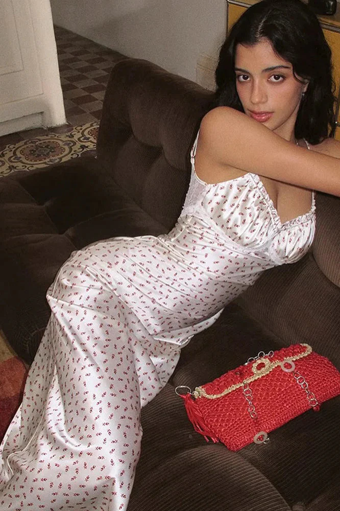 French Vintage Tea-Length Floral Cami Lace Maxi Dress - Image 3