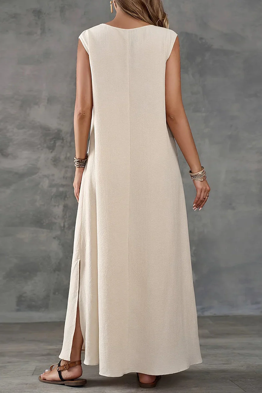 Sleeveless V-Neck Side Slit Elegant Maxi Dress - Image 2