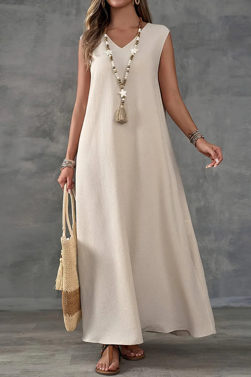 Sleeveless V-Neck Side Slit Elegant Maxi Dress - Image 4