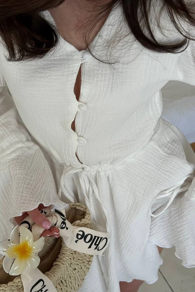 Flare Sleeve Ruffle Boho Dress - Image 3