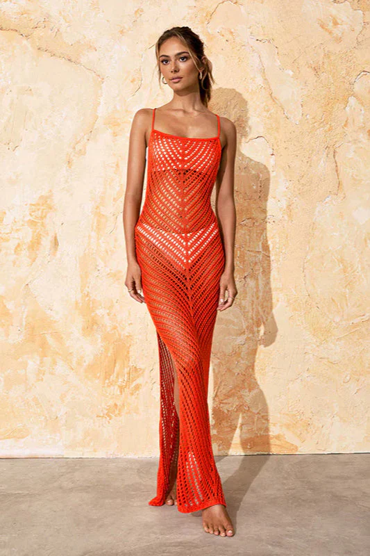 Lace Trim Backless Slit Maxi Dress - Image 2