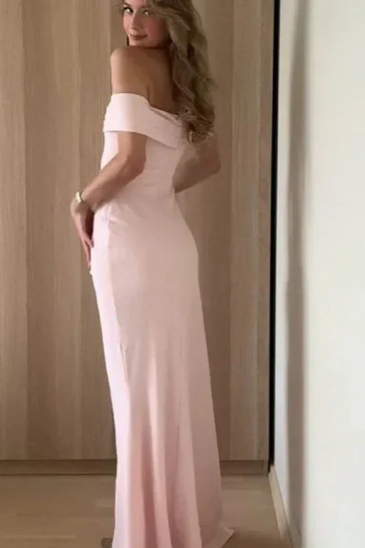 Off-Shoulder Waist Cinching Split Evening Party Dress - Image 2