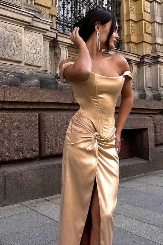 Satin Twist Front Split Party Dress - Image 3