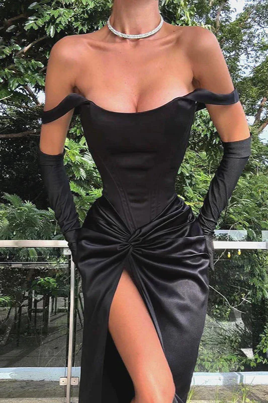 Satin Twist Front Split Party Dress - Image 7