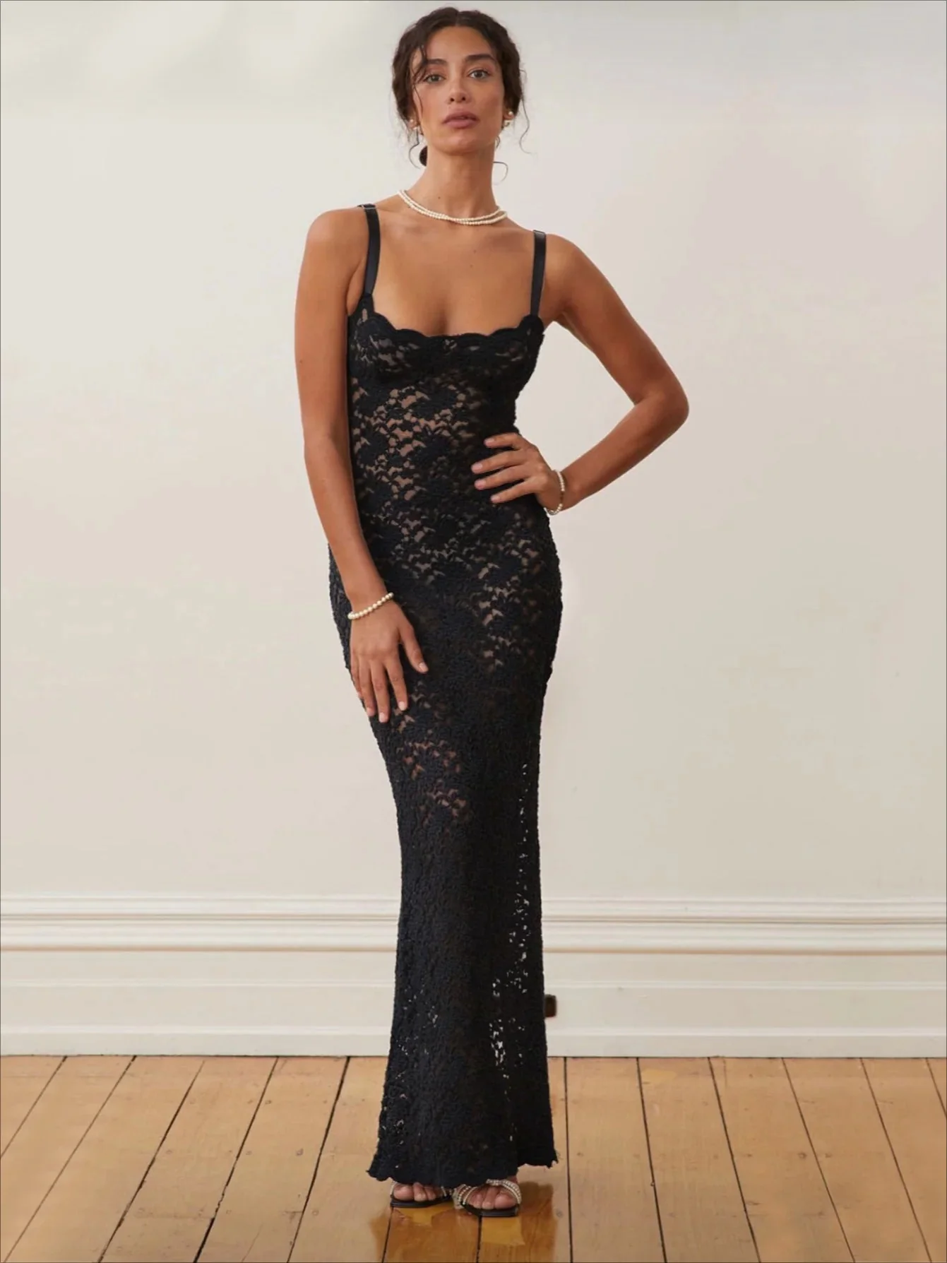 Off-Shoulder Sheer Lace Slim Fit Party Dress - Image 4