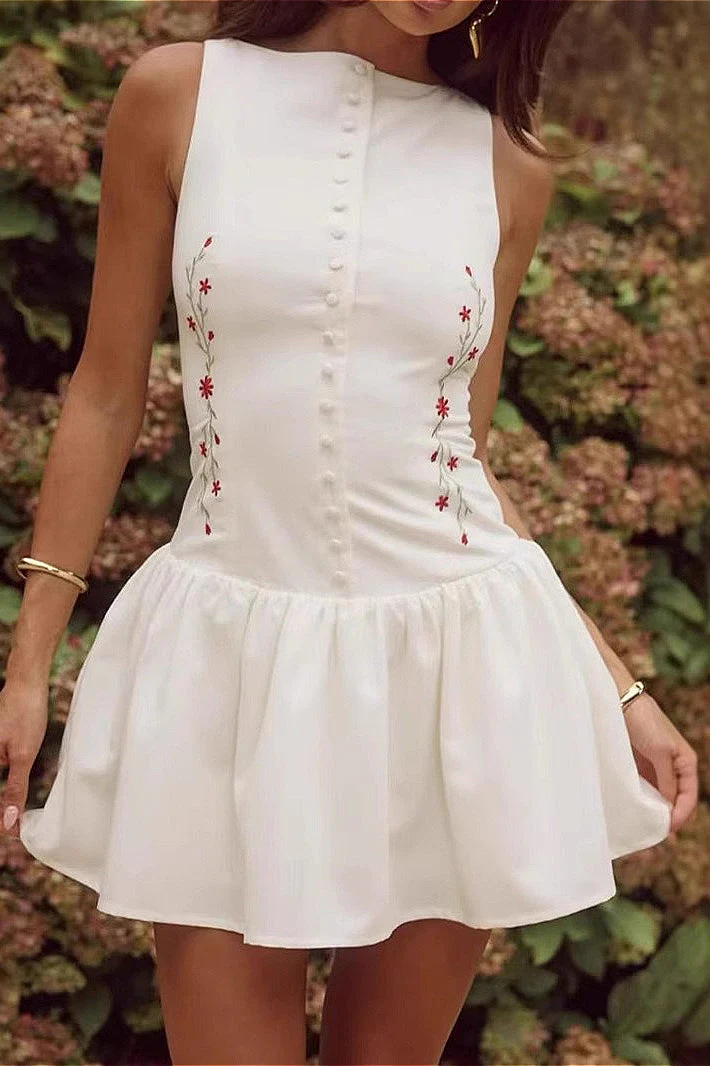 Fitted Embroidered Boho Dress - Image 3