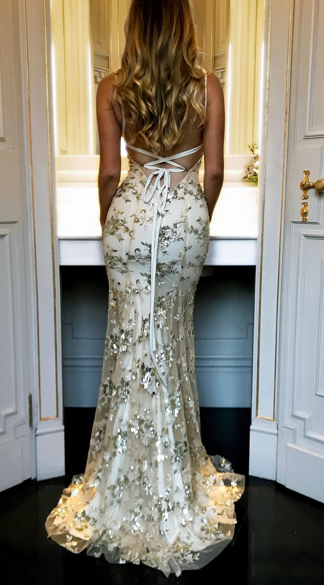 Sequin Backless V-Neck Strappy Tie Dress Party Dress - Image 12