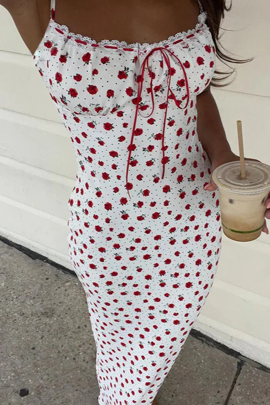 Floral Spaghetti Strap Slim Fit Maxi Dress - Image 6