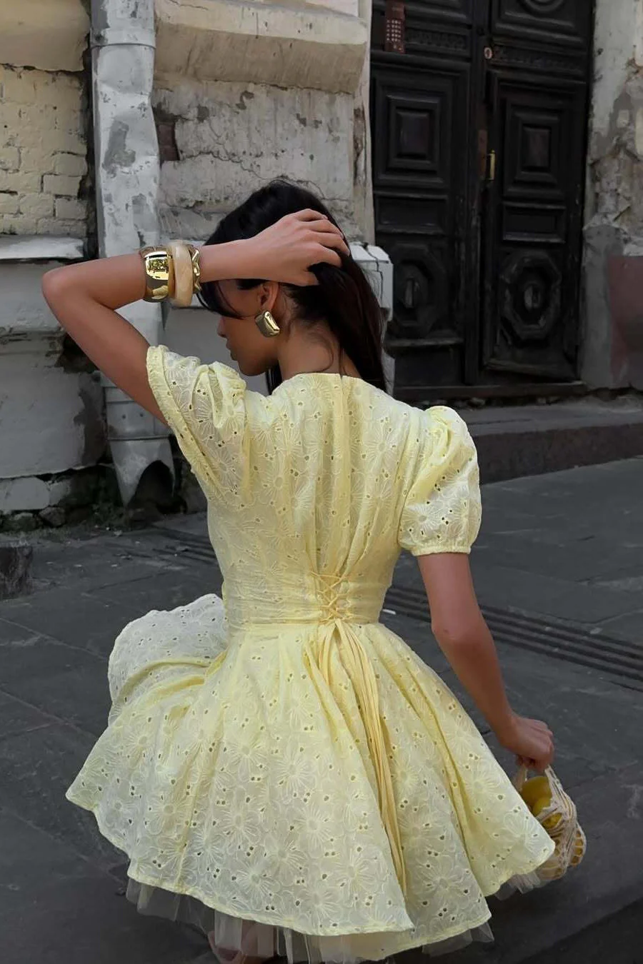 Puff Sleeve Hollow Out Boho Dress - Image 5