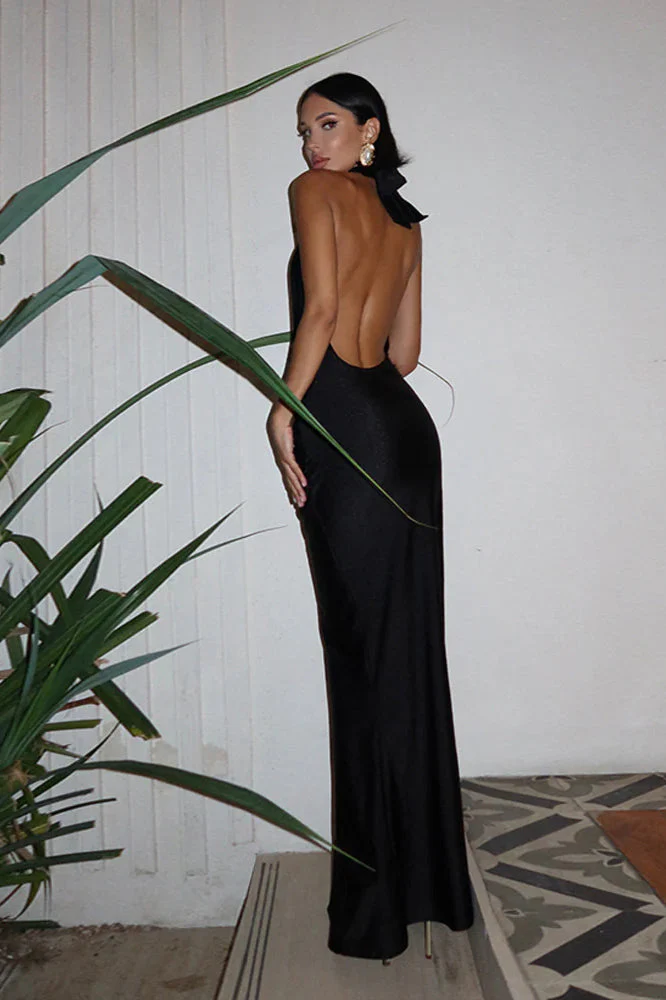 V-Neck Halter Backless Slit Maxi Dress - Image 7