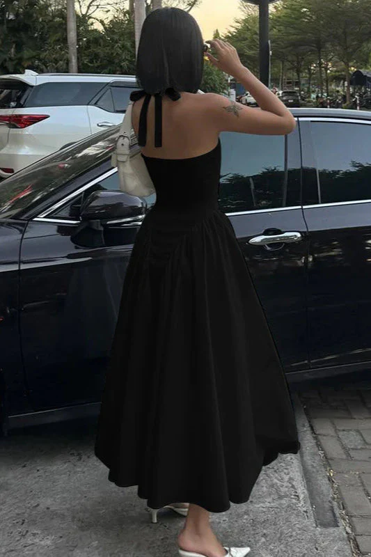 Silky Hollow V-Neck Flowy Pendulum Maxi Dress - Image 4