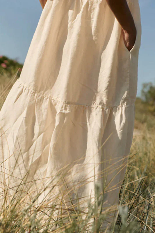 Cotton Crinkled V-Neck Tiered Vest Maxi Dress - Image 3