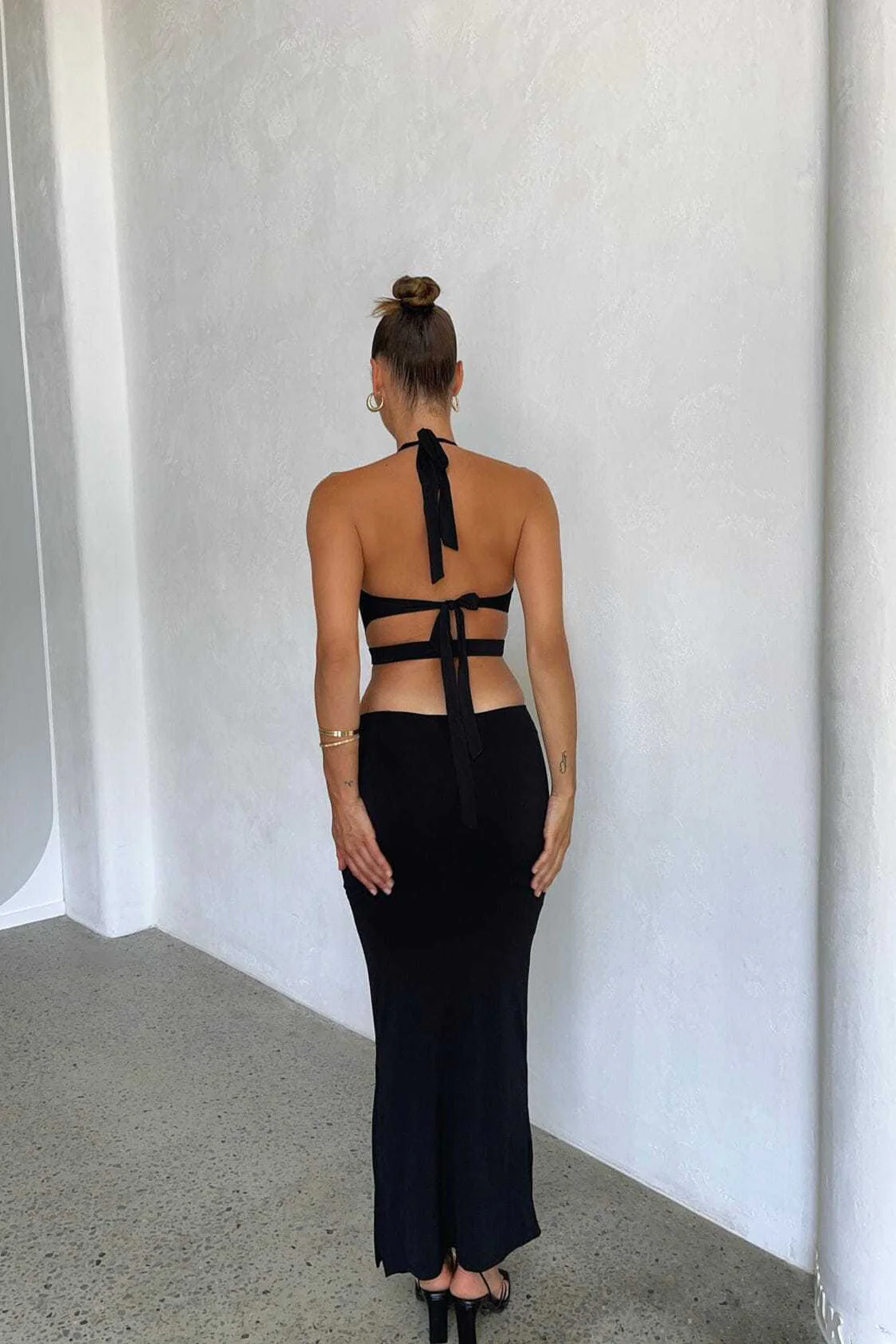Hollow Chest Strappy Wrapped Neckline Maxi Dress - Image 5