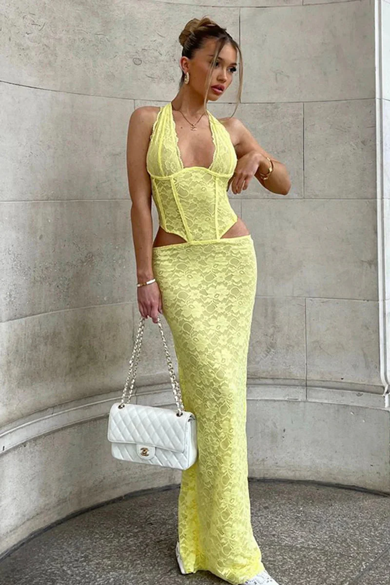 Halter Hollow Waist Split Sexy Maxi Dress - Image 2