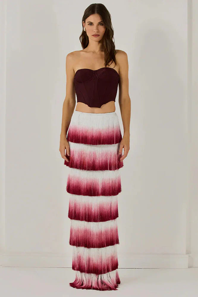 Elegant Fringed Waist Elastic Casual Maxi Dress - Image 3