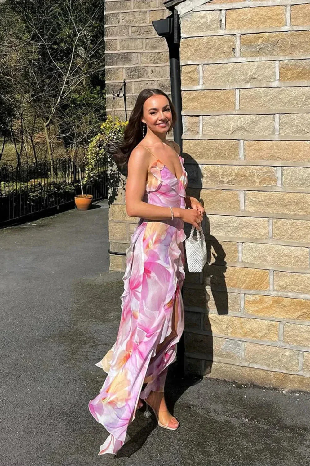 Chiffon Floral Tassel Patchwork Maxi Dress - Image 2