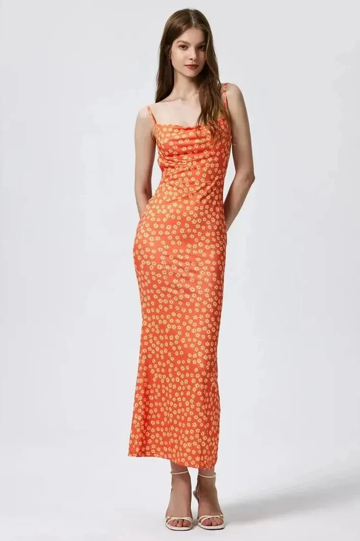 Cotton Floral Beach Print Suspender Maxi Dress - Image 12