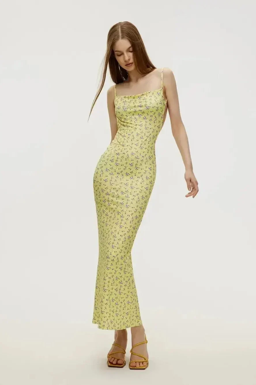 Cotton Floral Beach Print Suspender Maxi Dress - Image 3