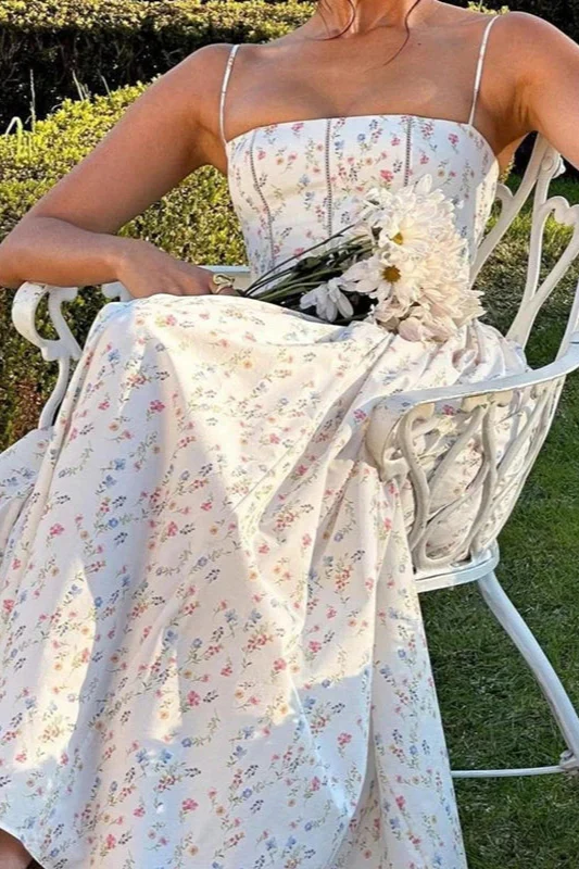 Chiffon Pleated Floral Off Shoulder Maxi Dress - Image 2
