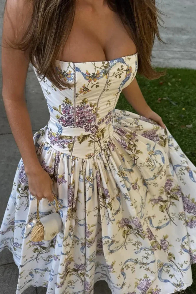 Rayon Printed Strap Pleated Chic Maxi Dress - Image 6