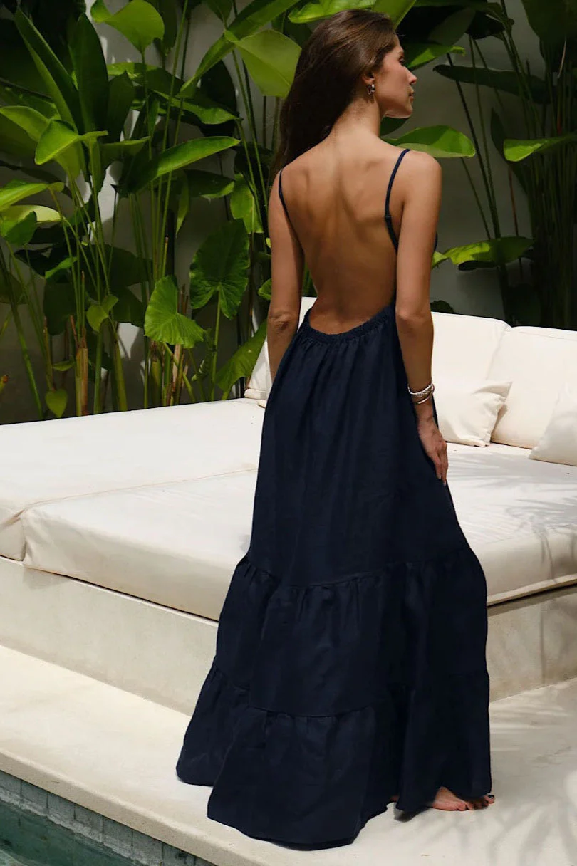 Strappy Tiered Maxi Boho Dress - Image 9