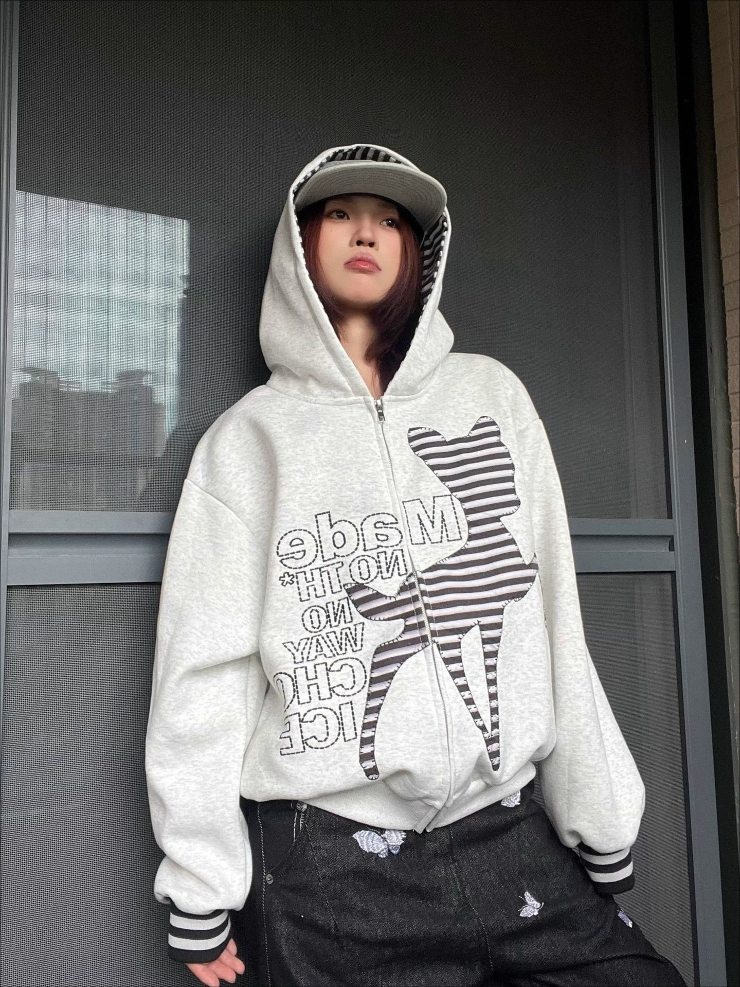 Vintage Deer Patchwork Hoodie - Image 2