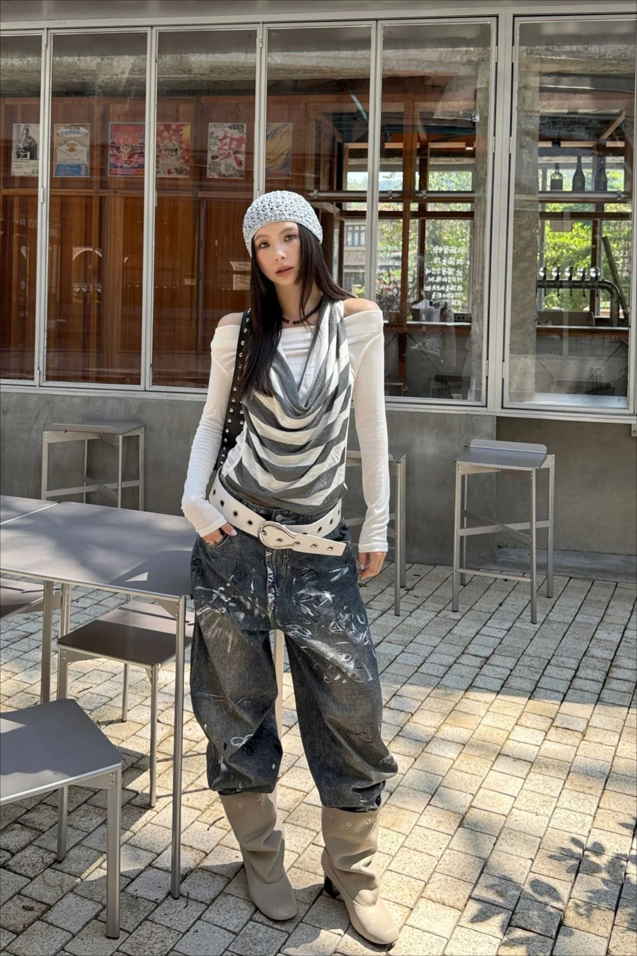 Paint Splatter Graffiti Wide Leg Jeans - Image 4