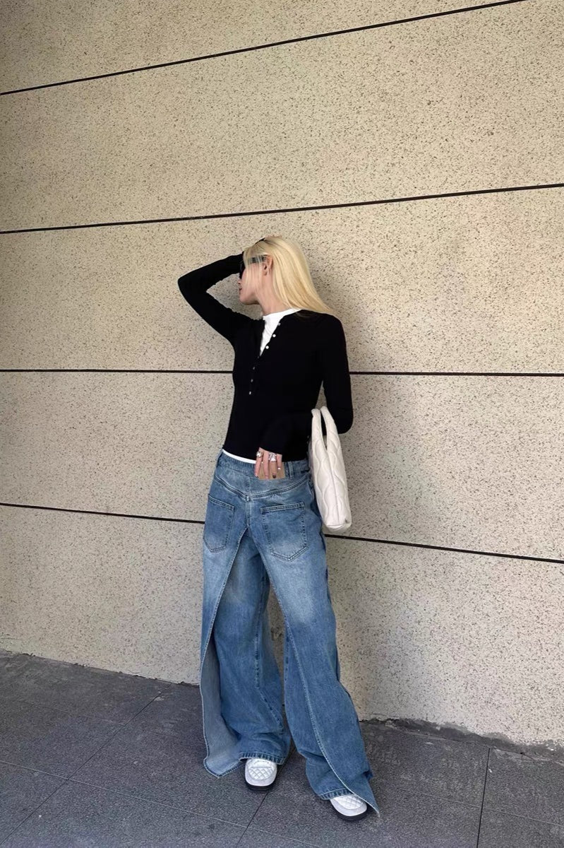 Vintage Washed Deconstructed Jeans - Image 2