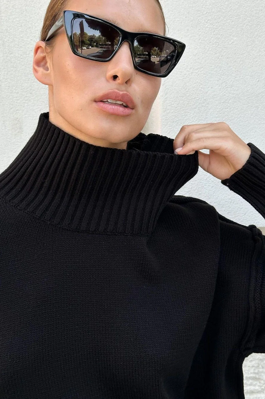High Neck Patchwork Knit Sweater - Image 4