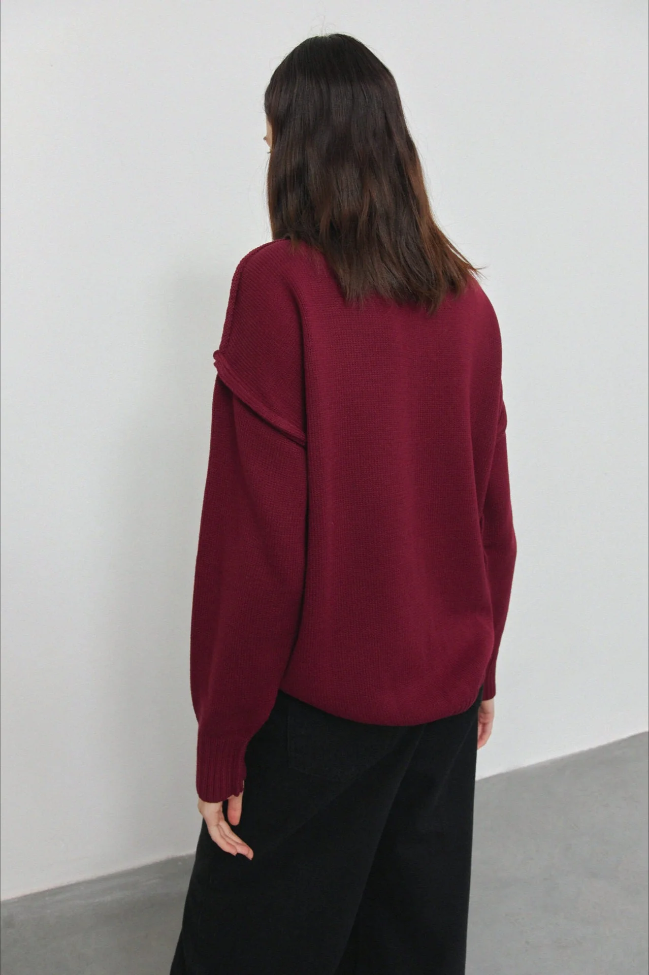 High Neck Patchwork Knit Sweater - Image 9